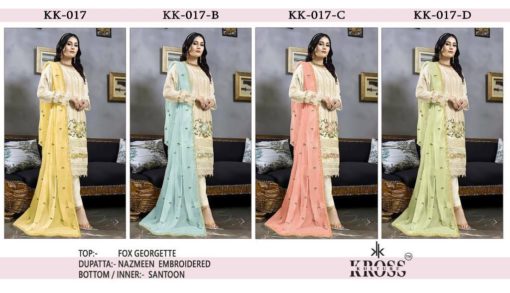 KROSS KULTURE KK-017 FOX GEORGETTE Semi-stitched Pakistani Suits Wholesale Catalog b2btextile.in
