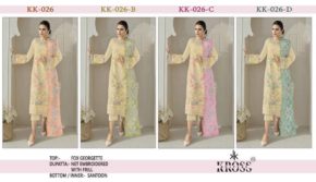 KROSS KULTURE KK-026 FOX GEORGETTE Semi-stitched Pakistani Suits Wholesale Catalog b2btextile.in