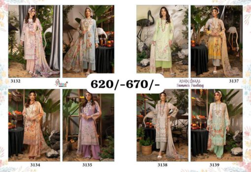 Shree Fabs Adan Libaas Summer Fantasy Pakistani Lawn Suits 8 Designs Catalog b2btextile.in