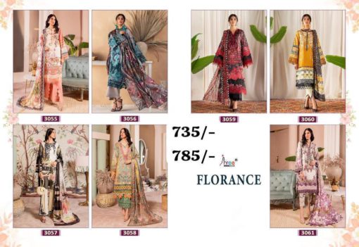 Shree Fabs Florance Dn 3055 to 3061 Pakistani Lawn Suits 7 Designs Catalog b2btextile.in