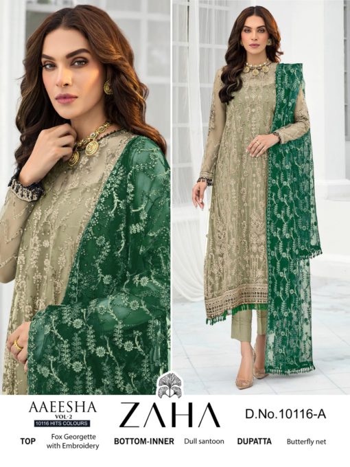 ZAHA Georgette Embroidered Pakistani Suit 10116
