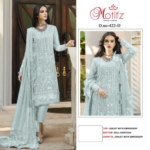 Motifz Georgette Embroidered Pakistani Suit D-422
