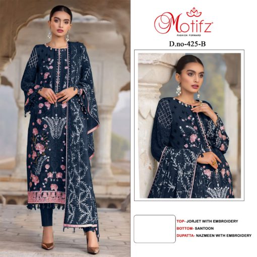 Motifz Georgette Embroidered Pakistani Suit D-425