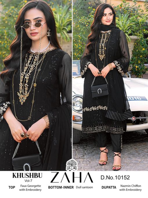 ZAHA Georgette Embroidered Pakistani Suit Khushbu Vol 7 10151