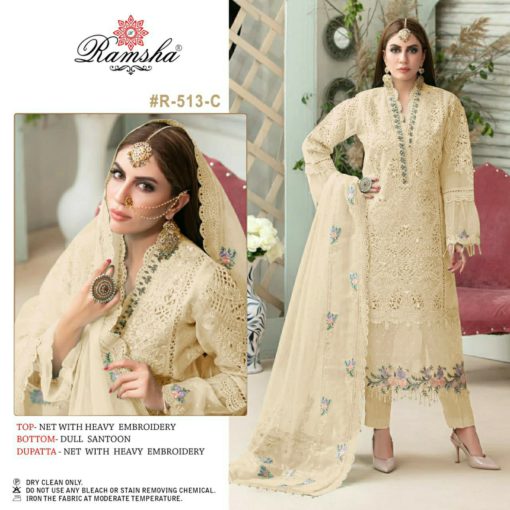 Ramsha Net Embroidered Pakistani Suit R-513
