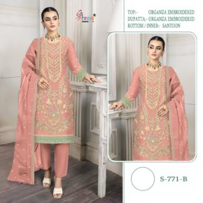 Shree Fabs Organza Embroidered Pakistani Suit S-771