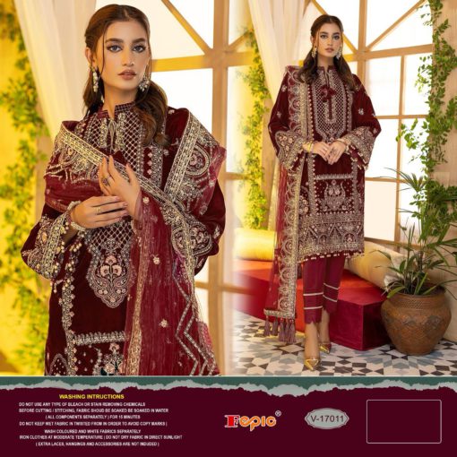 Fepic Velvet Embroidered Pakistani Suit V-17011