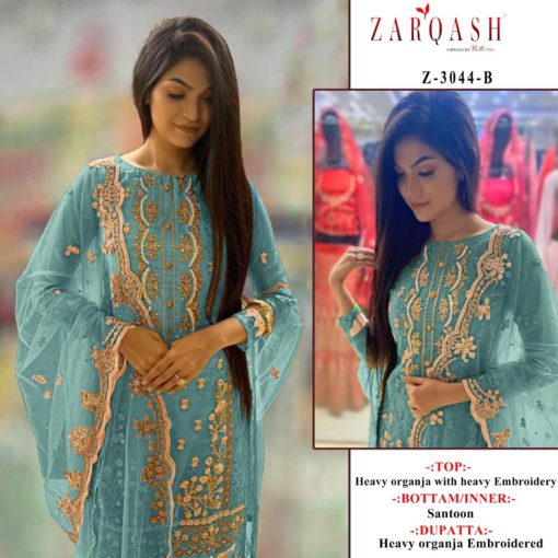 Zarquash Pure Organza Pakistani Suit Z-3044